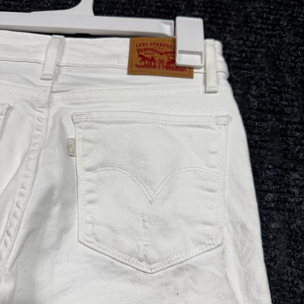 Levis 711 Skinny Jeans White Distressed Mid Rise Stretch W28 L32